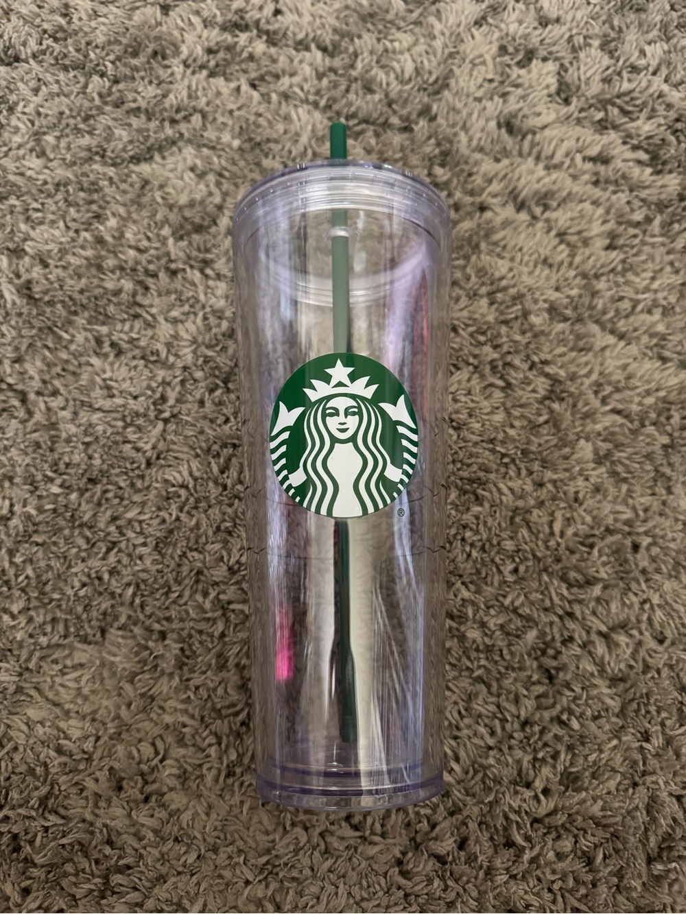 Starbucks Classic Clear Acrylic Venti Tumbler Cold Cup 24 oz Green Siren Straw